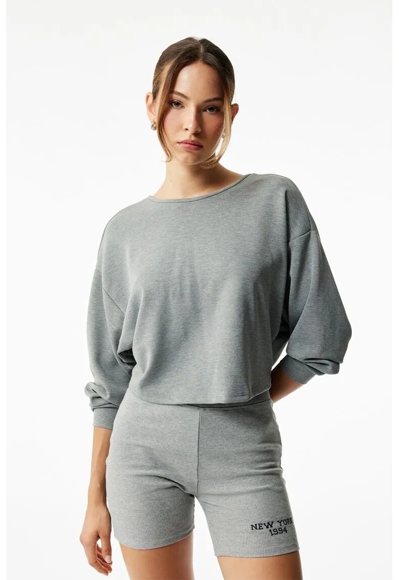 Bluza de trening din amestec de modal cu decolteu adanc pe spate - Gri inchis melange