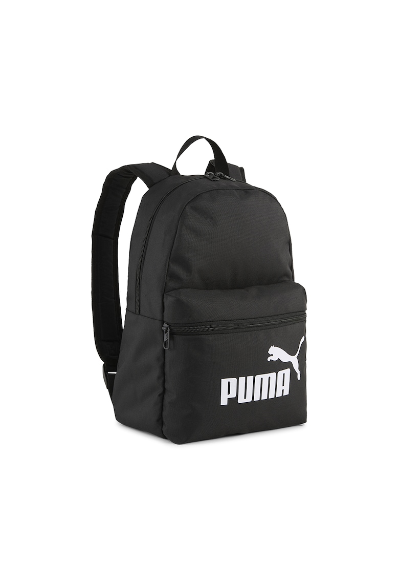 Rucsac din material textil cu buzunar frontal cu fermoar - Negru