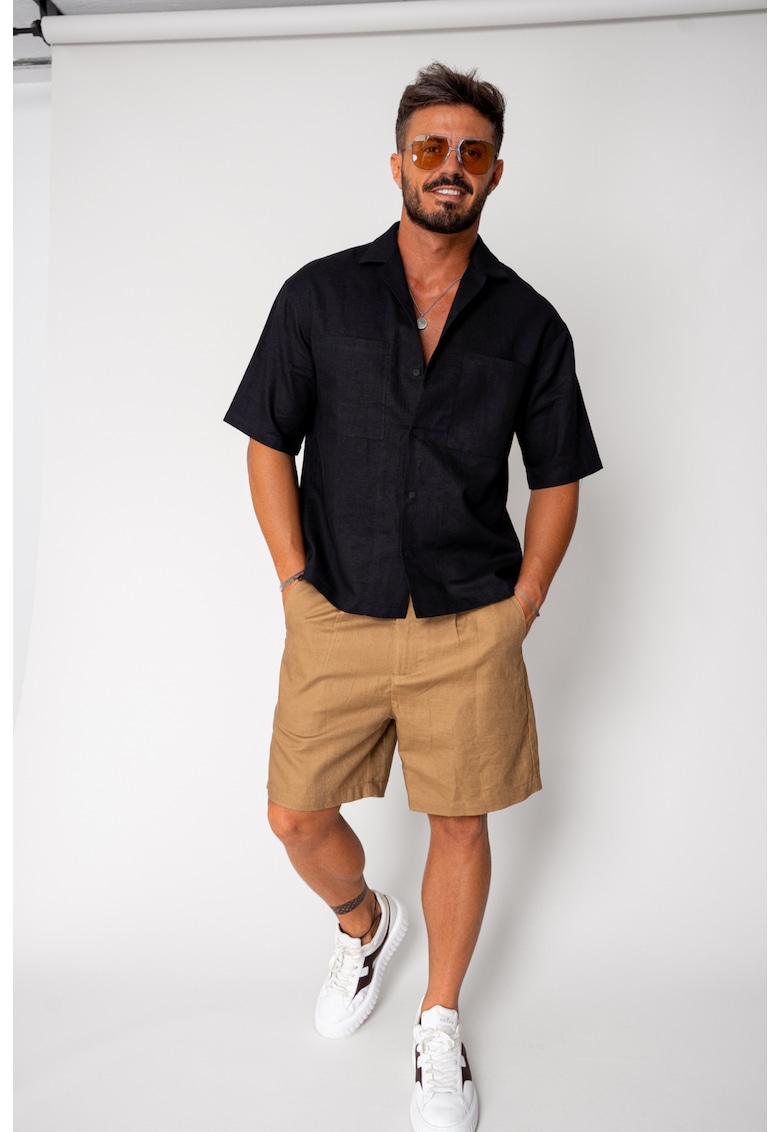 Pantaloni scurt din IN cu nasture Beige 17665 - Bej