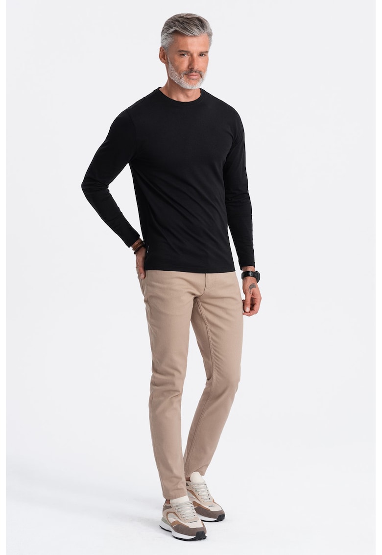 Bluza din bumbac cu decolteu la baza gatului - Negru