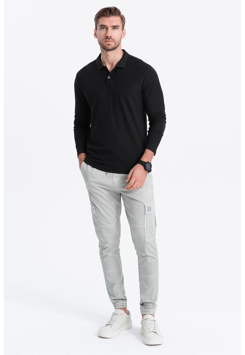 Bluza polo din bumbac pique - Negru