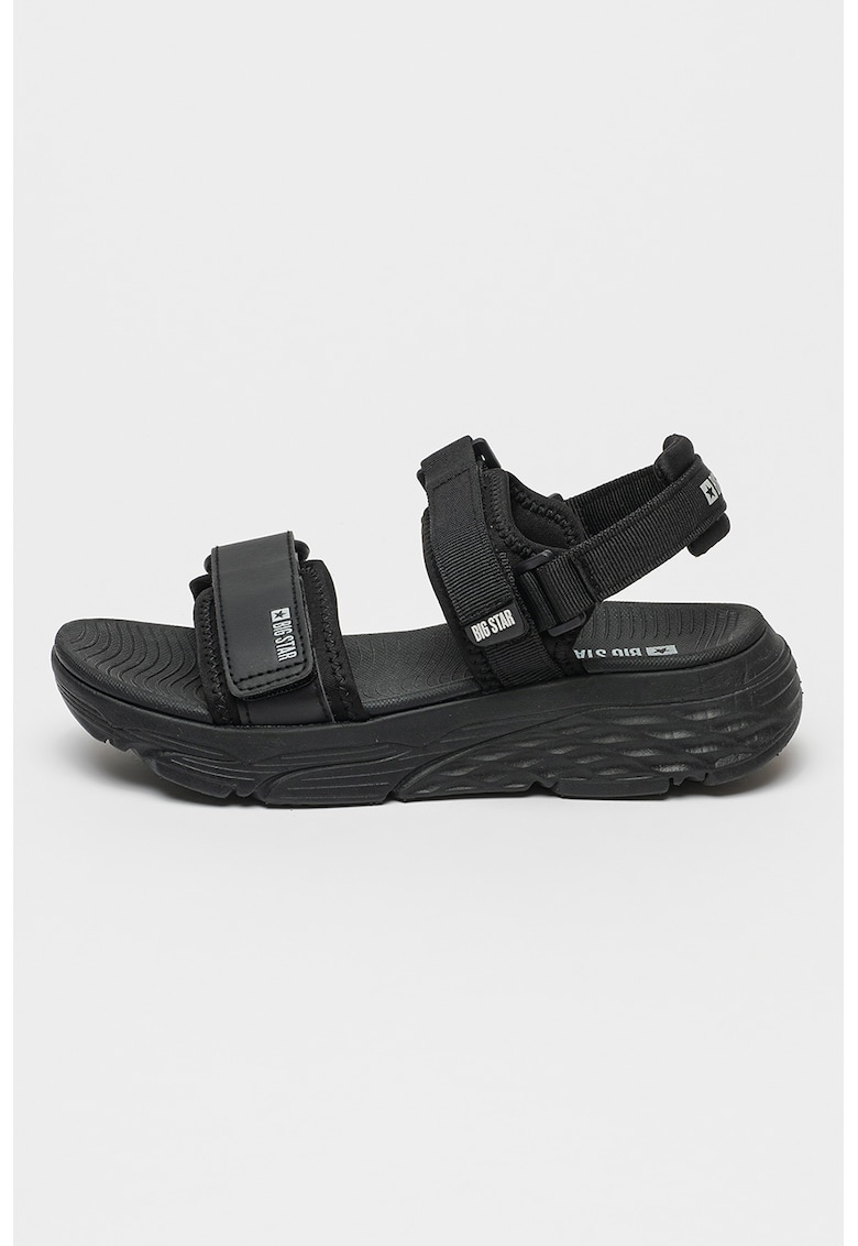 Sandale wedge cu velcro - Negru