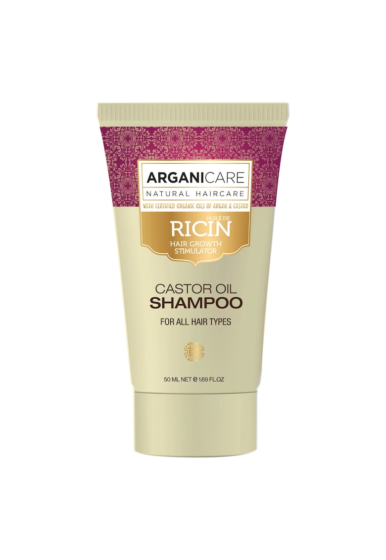 Sampon pentru stimularea cresterii parului cu ulei de ricin pentru toate tipurile de par - travel size -  50 ml