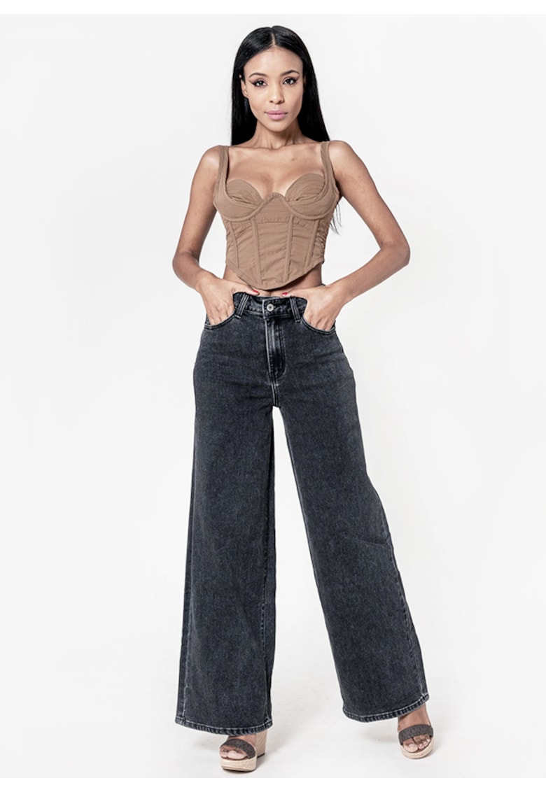 Blugi negri dama wide leg  YY300-8 M10 17949 - Negru