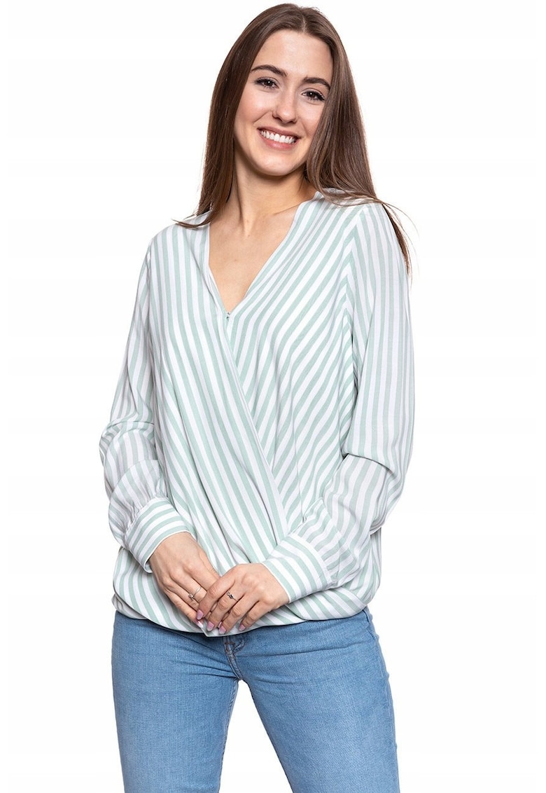 Bluza Dama -  Erika Wrap Stripe S - Bumbac - Zilnic - Croi Regular - Design Atemporal - Calitate Superioara - Confortabil - Albastru
