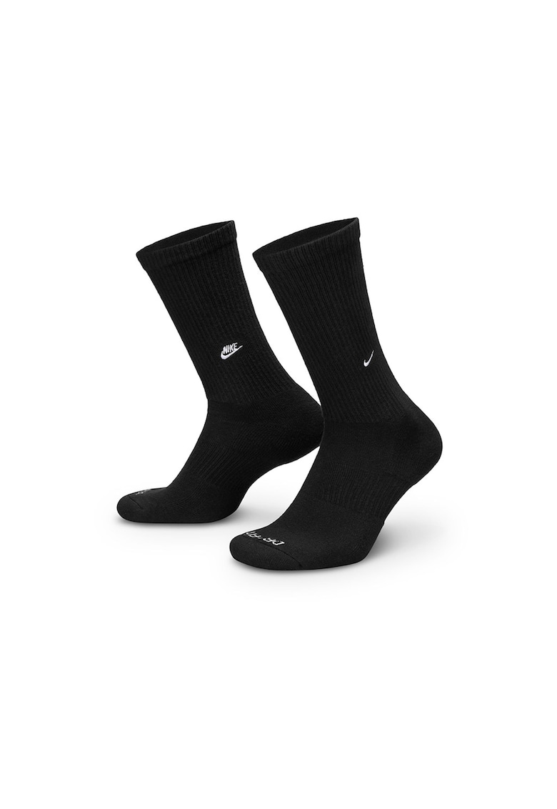 Set de sosete lungi cu logo brodat - 2 perechi - Alb/Negru