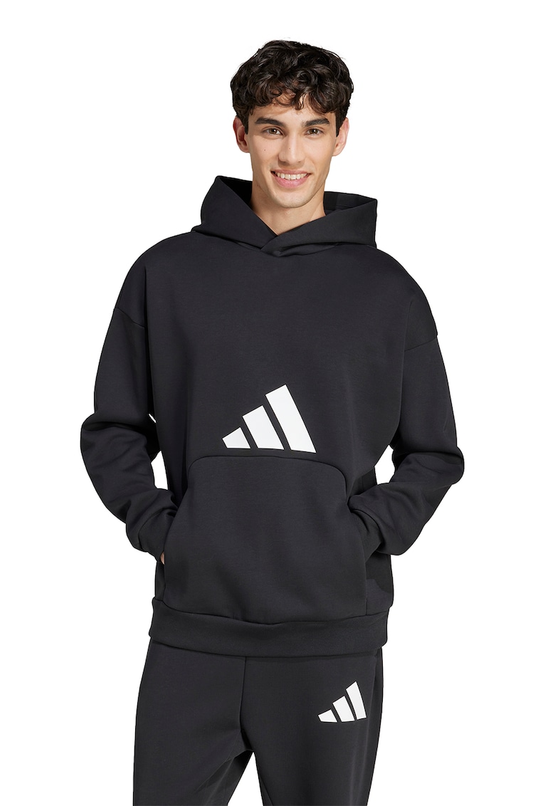 Hanorac relaxed fit cu buzunar kangaroo - Negru