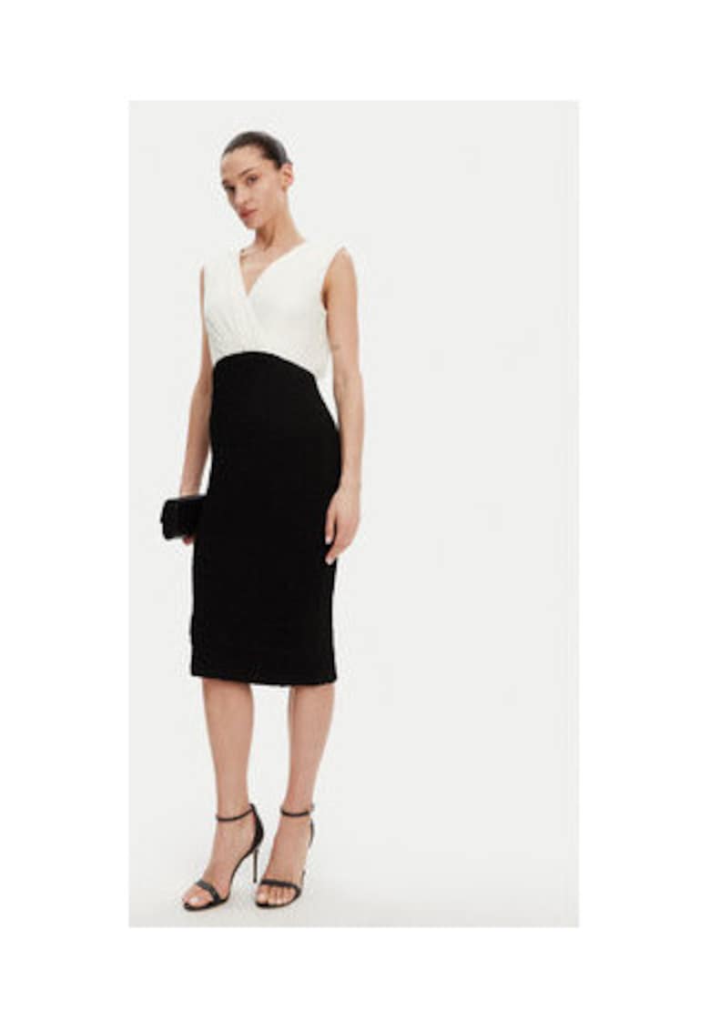 Rochie combi DD4KWD80 - 100% poliester - Alb/Negru