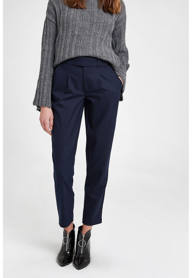 Pantaloni crop cu croiala conica - Bleumarin