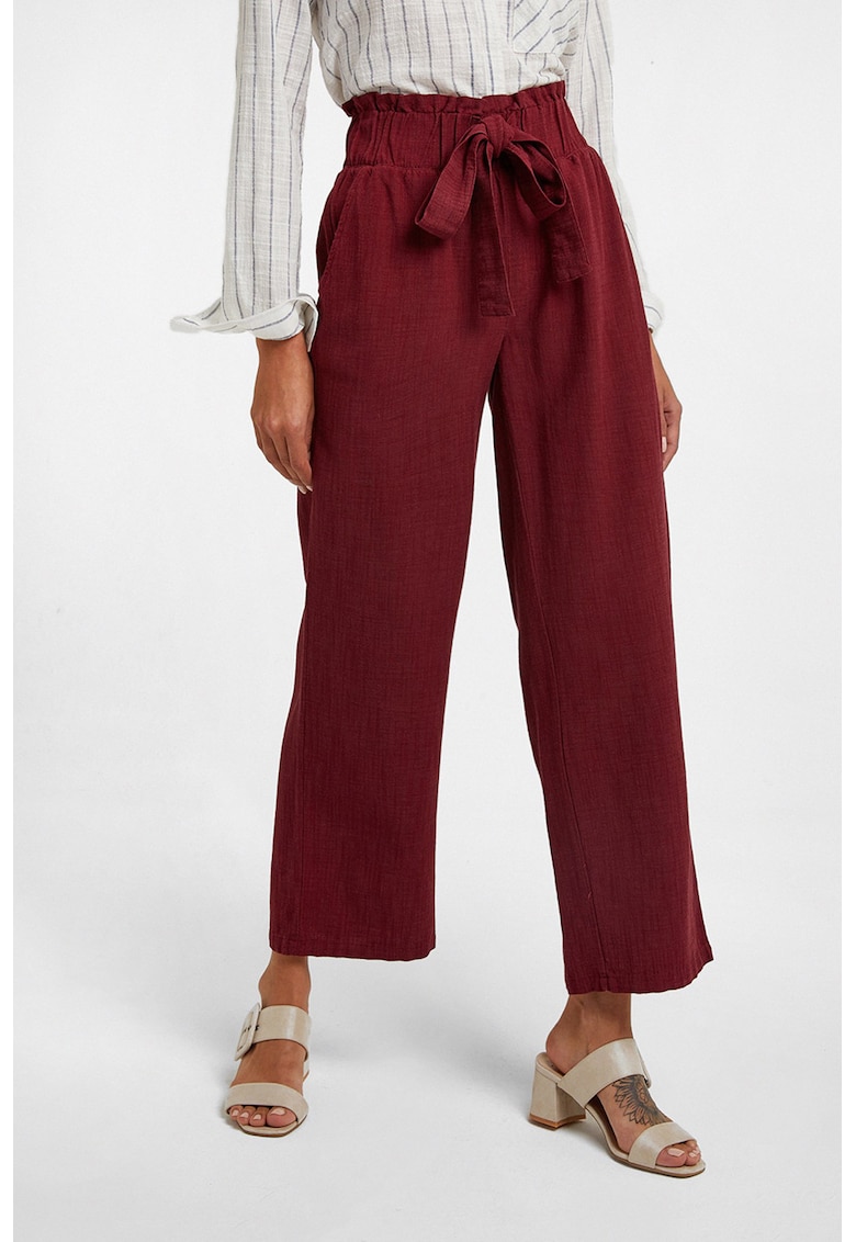 Pantaloni crop cu buzunare laterale - Visiniu