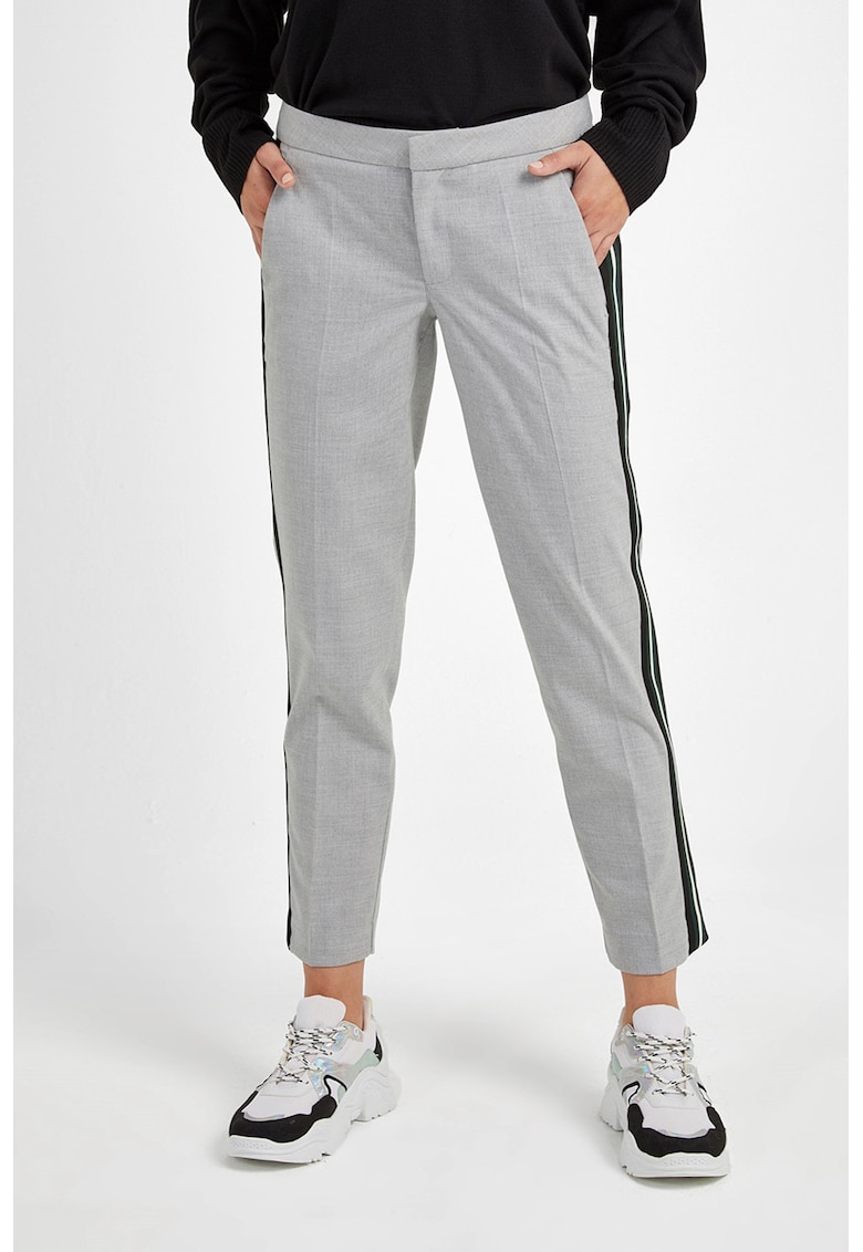 Pantaloni crop cu croiala conica - Gri deschis