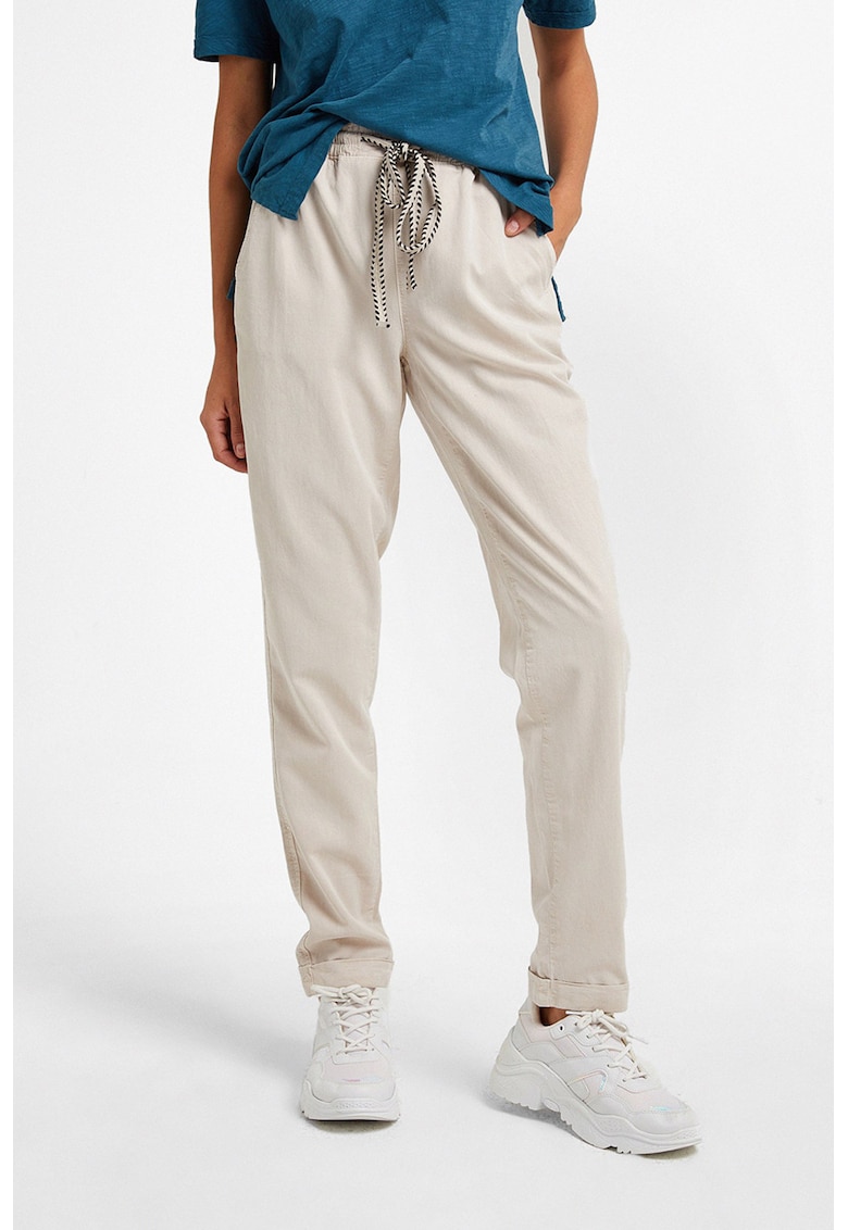 Pantaloni jogger din bumbac si lyocell - Gri deschis