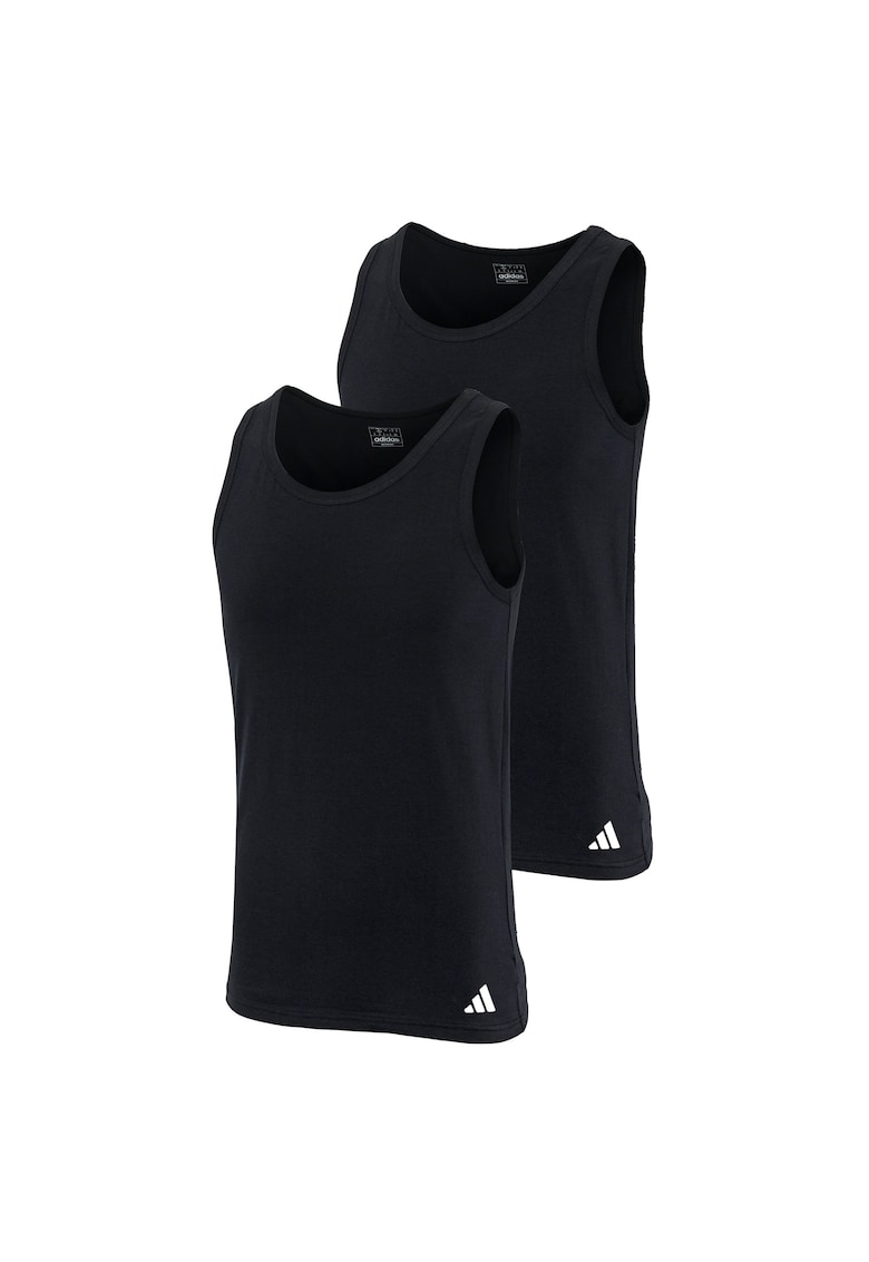 Set de topuri slim fit cu logo - 2 piese - Negru