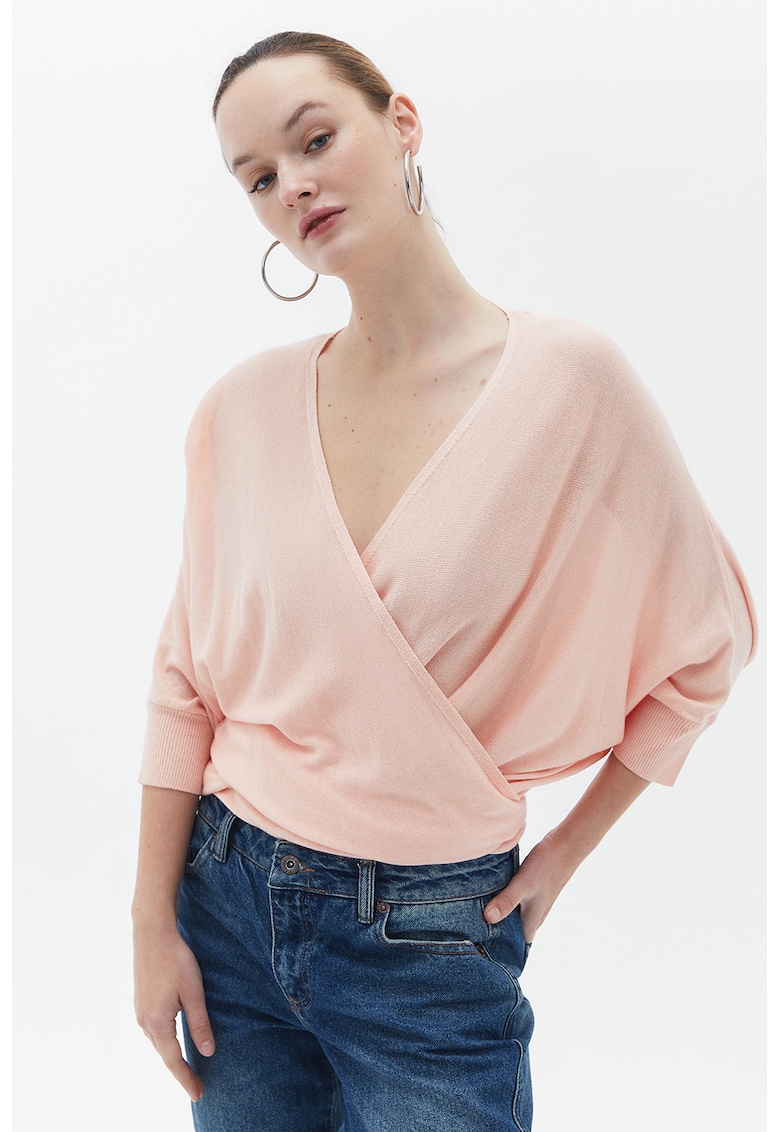Cardigan lejer cu snururi de ajustare - Roz pal