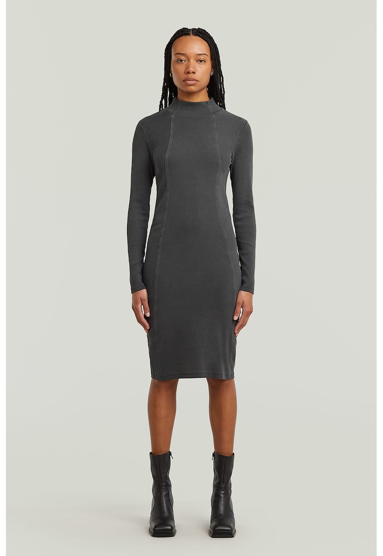 Rochie cu croiala bodycon din amestec de bumbac organic - Gri inchis