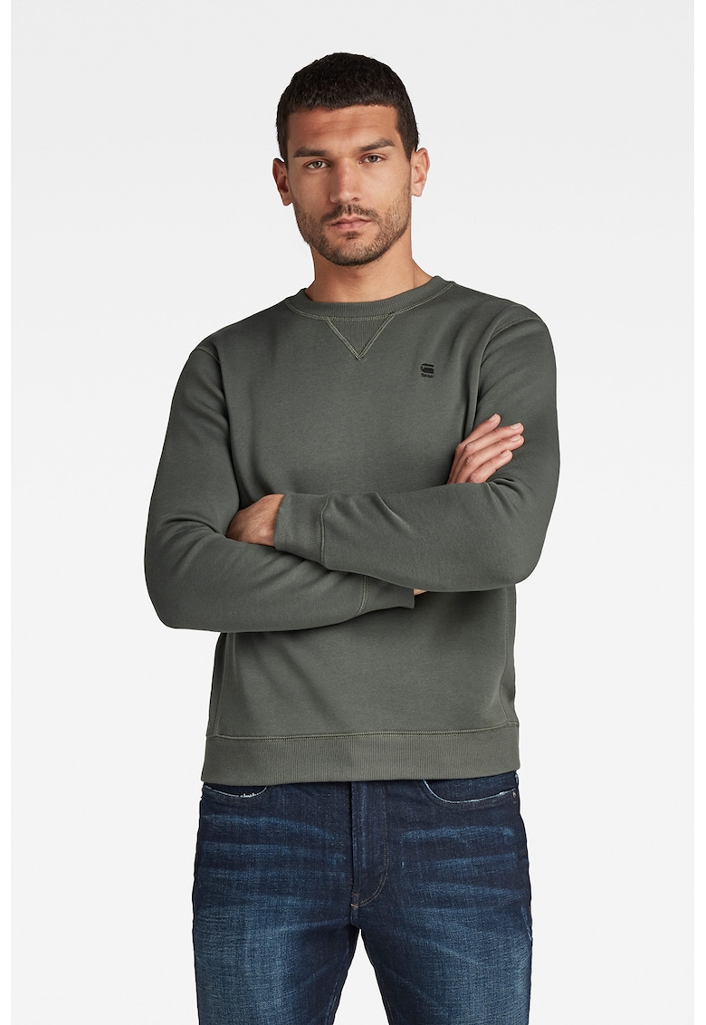 Bluza de trening din amestec de bumbac organic cu model uni - Verde inchis/Gri inchis