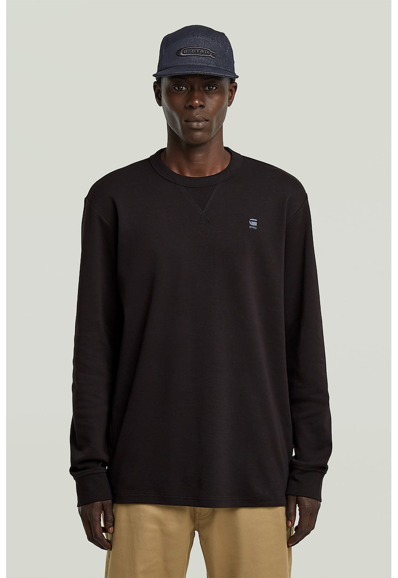 Bluza regular fit cu decolteu la baza gatului - Negru/Albastru deschis