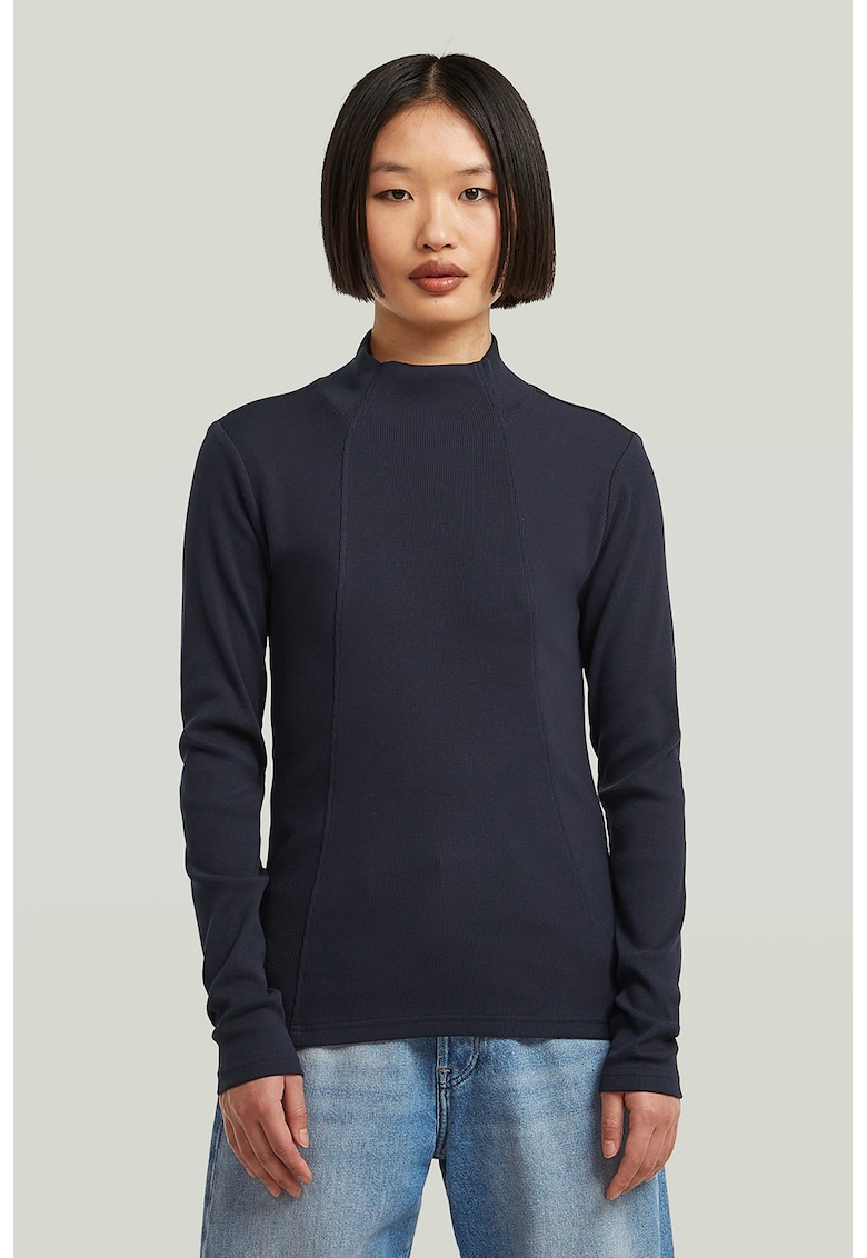 Bluza slim fit din amestec de bumbac organic - Albastru ultramarin