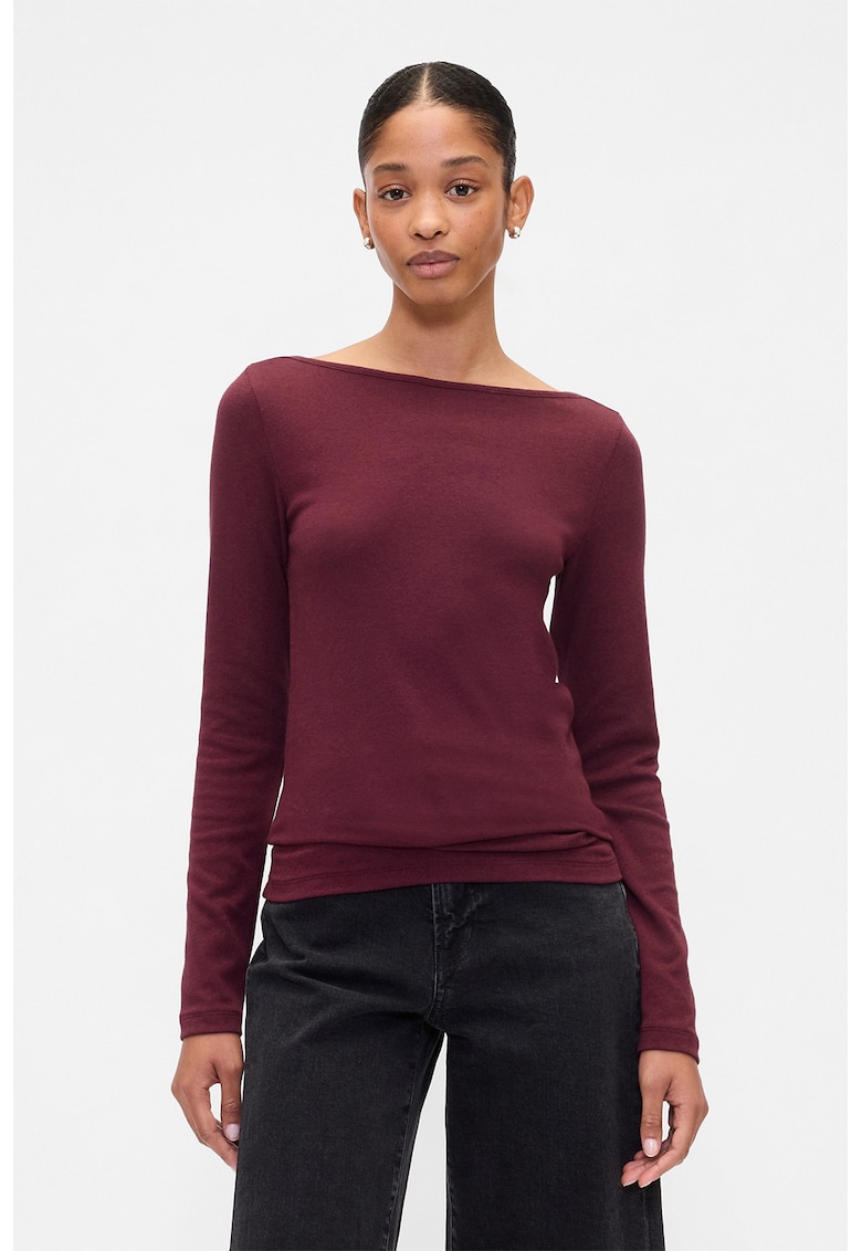 Bluza din amestec de modal cu decolteu barcuta - Violet pruna