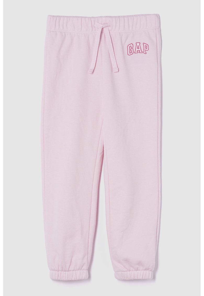 Pantaloni de trening cu logo si snur - Roz pal