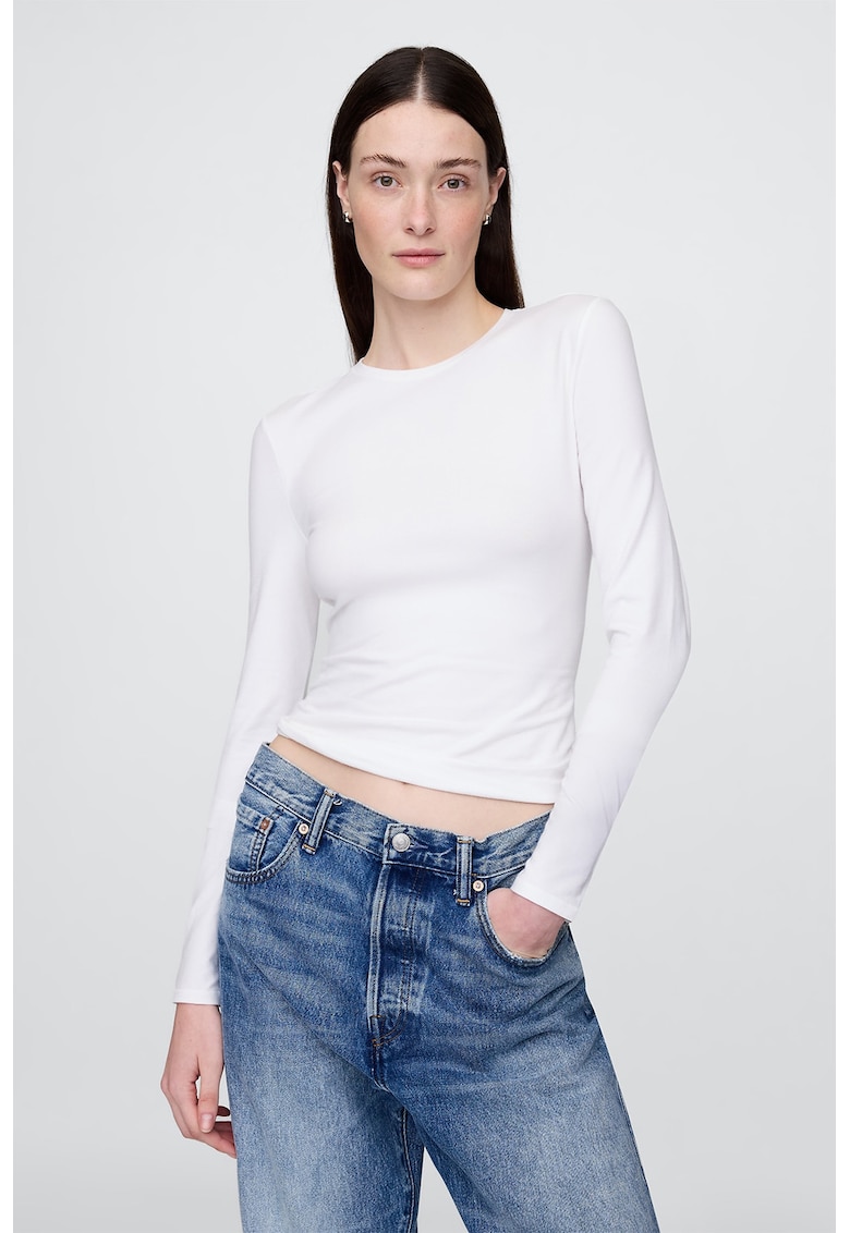Bluza uni slim fit - Alb