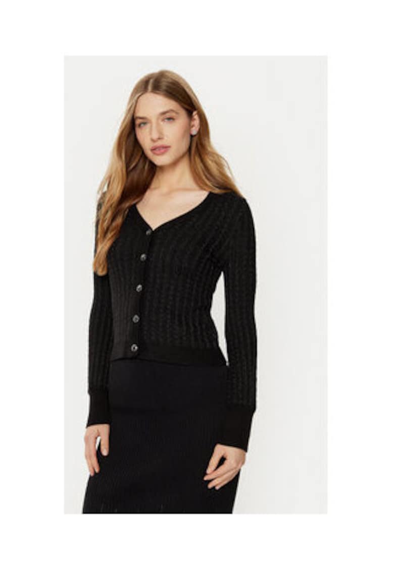 Cardigan uni cu decolteu in v
