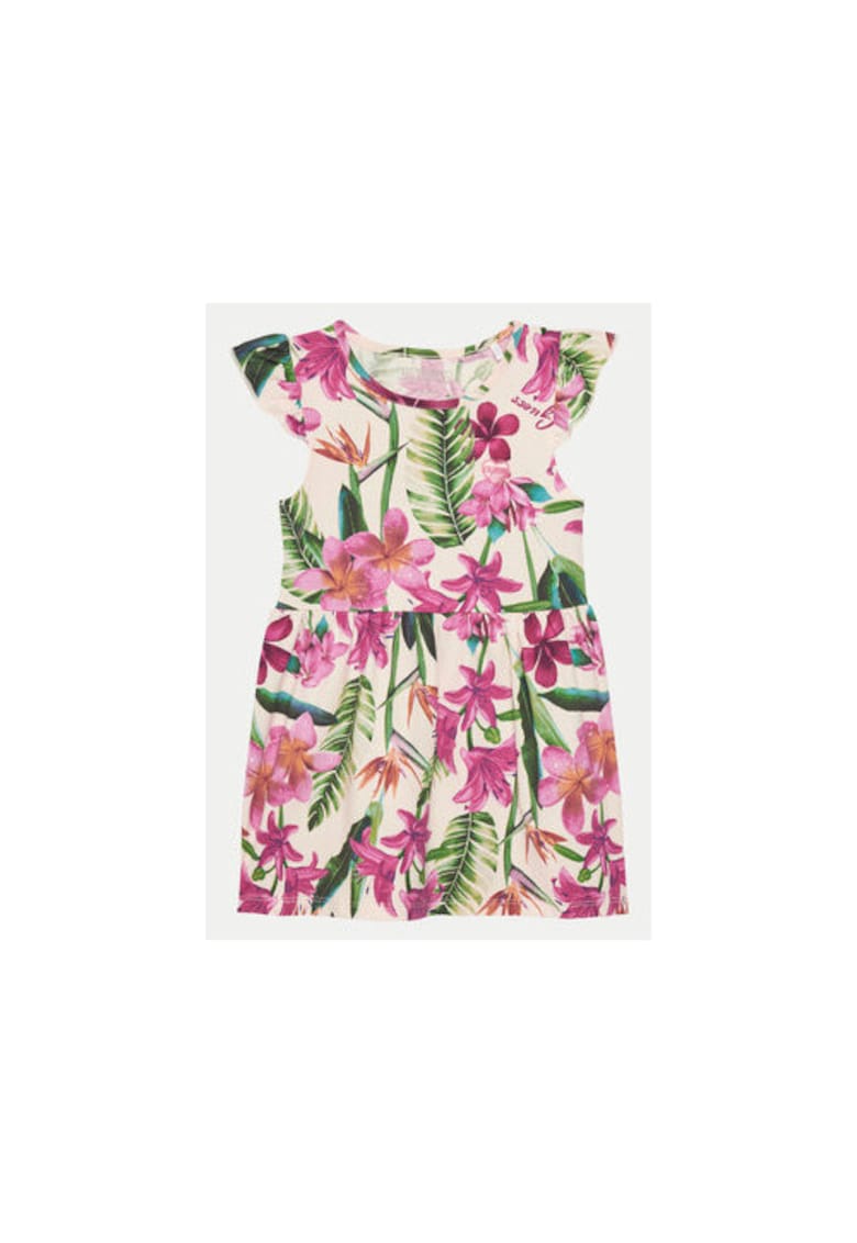 Rochie cu imprimeu floral si maneci scurte