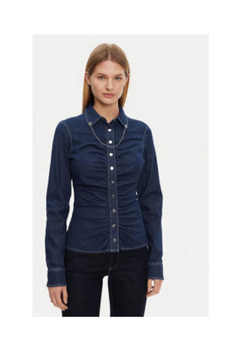 Camasa din denim cu fronseuri