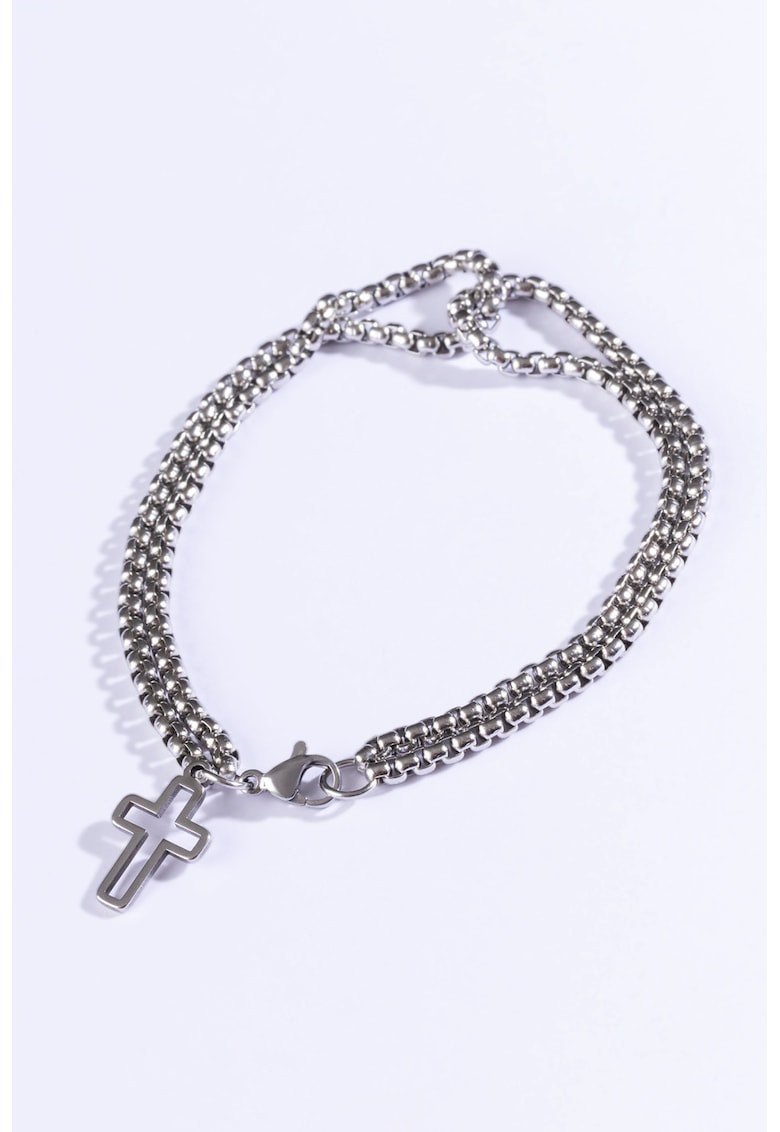 Bratara cu talisman cruce - Argintiu