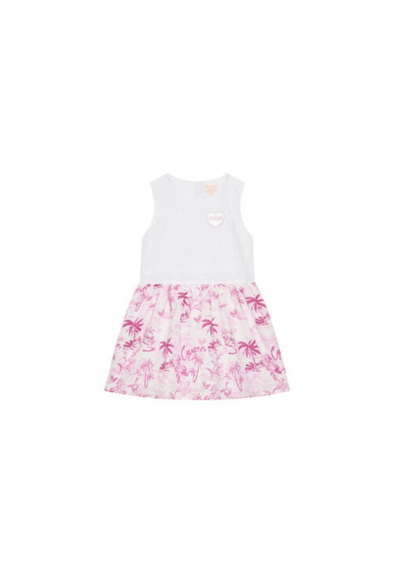 Rochie fara maneci cu imprimeu tropical