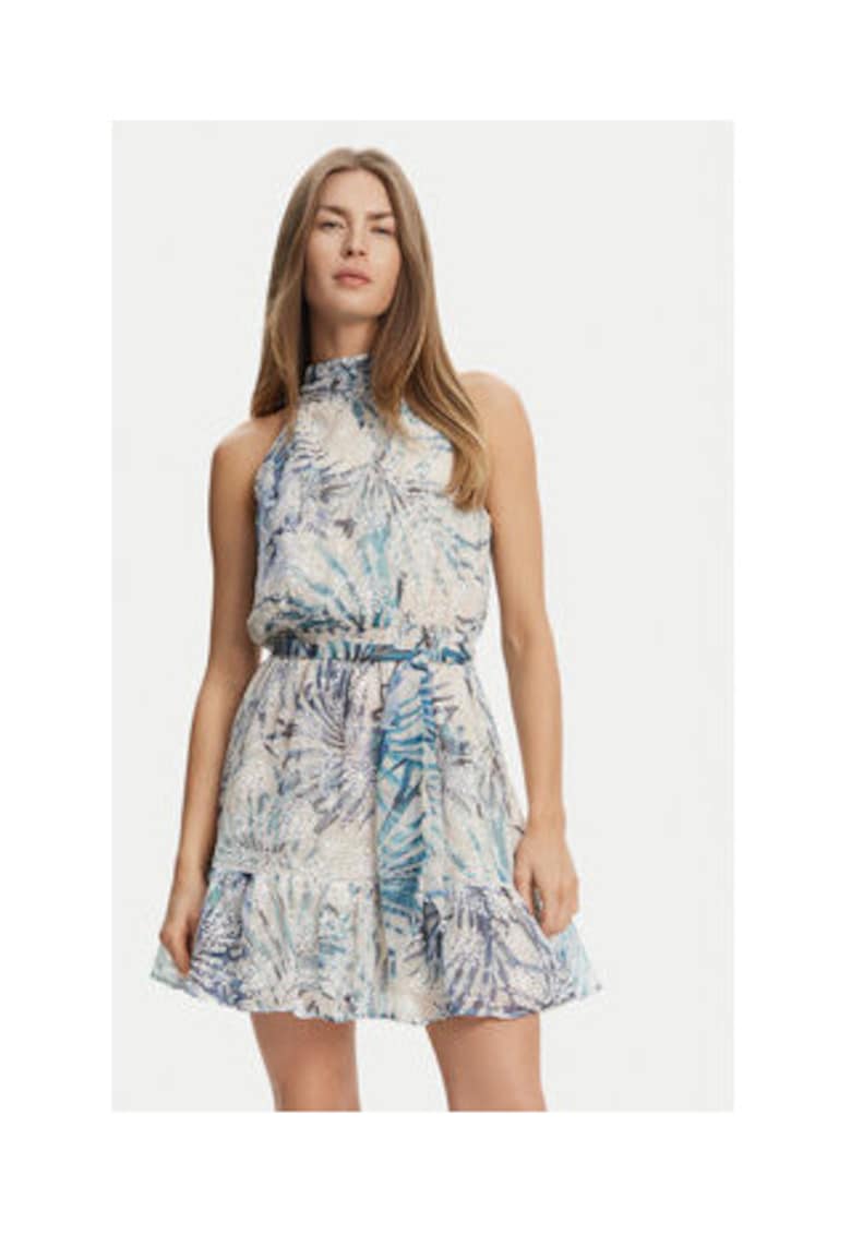 Rochie scurta fara maneci cu imprimeu floral