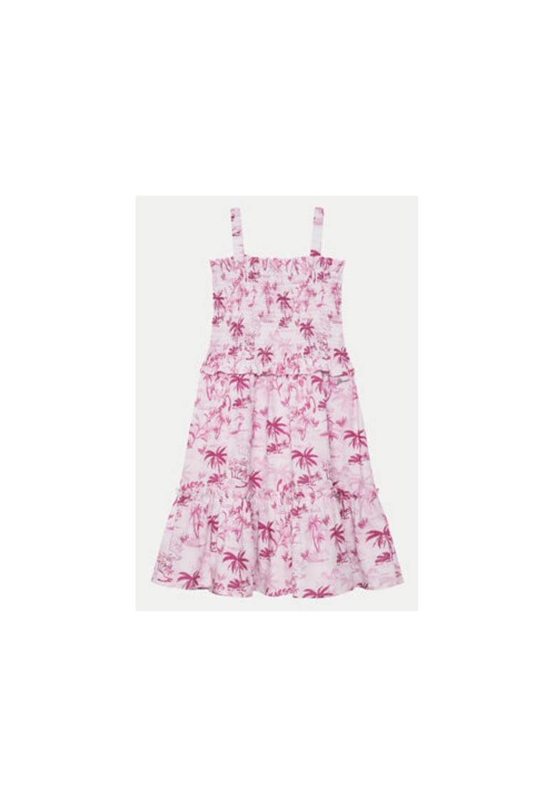 Rochie evazata din amestec de lyocell cu imprimeu tropical
