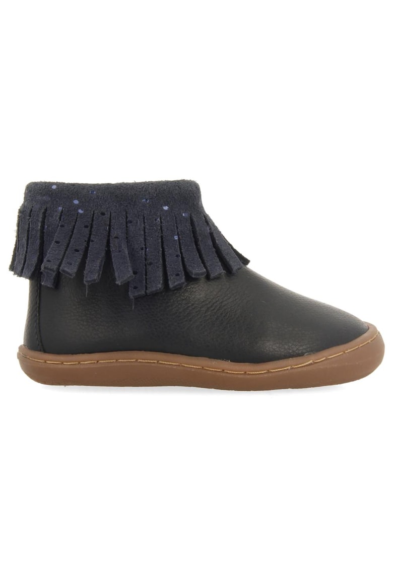 Ghete de piele cu garnituri de piele intoarsa - Bleumarin