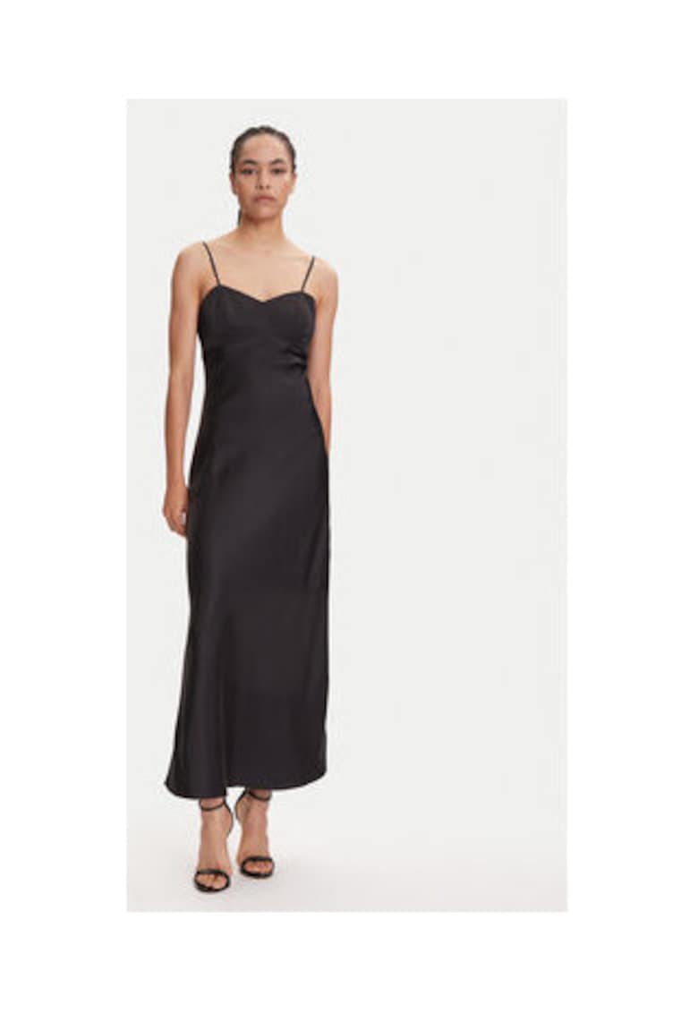 Rochie lunga cu decolteu sweetheart - Negru