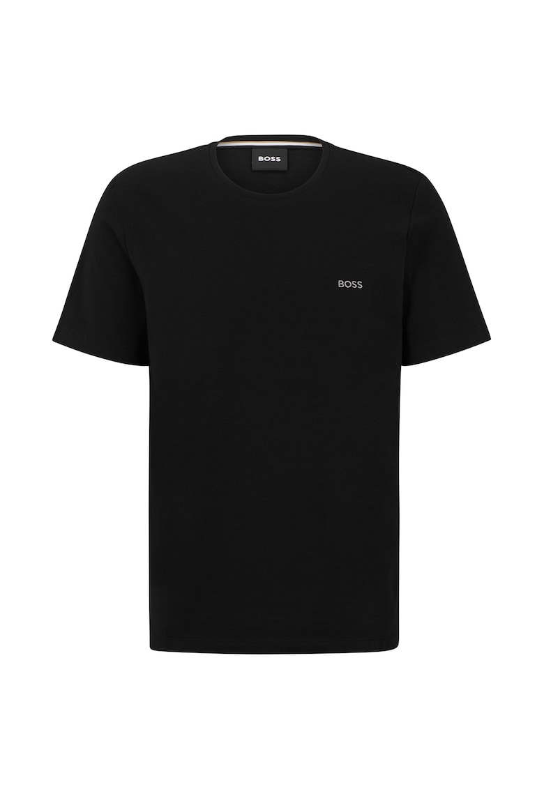 Tricou din amestec de bumbac cu logo - Negru