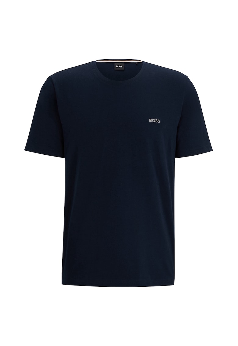 Tricou din amestec de bumbac cu logo - Albastru