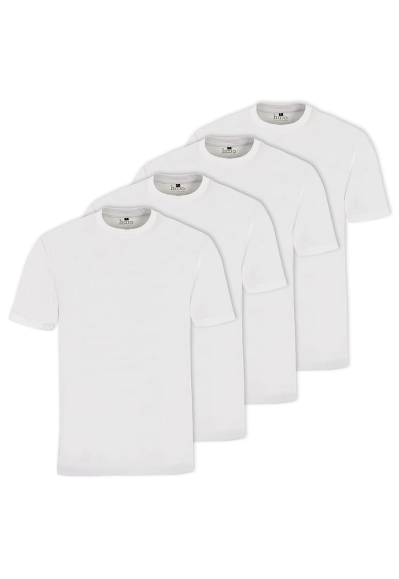 Set de tricouri de bumbac cu decolteu la baza gatului - 4 piese - Alb