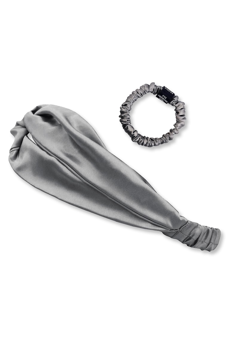 Oferte la Set de bentita de matase si elastic de par - Gri