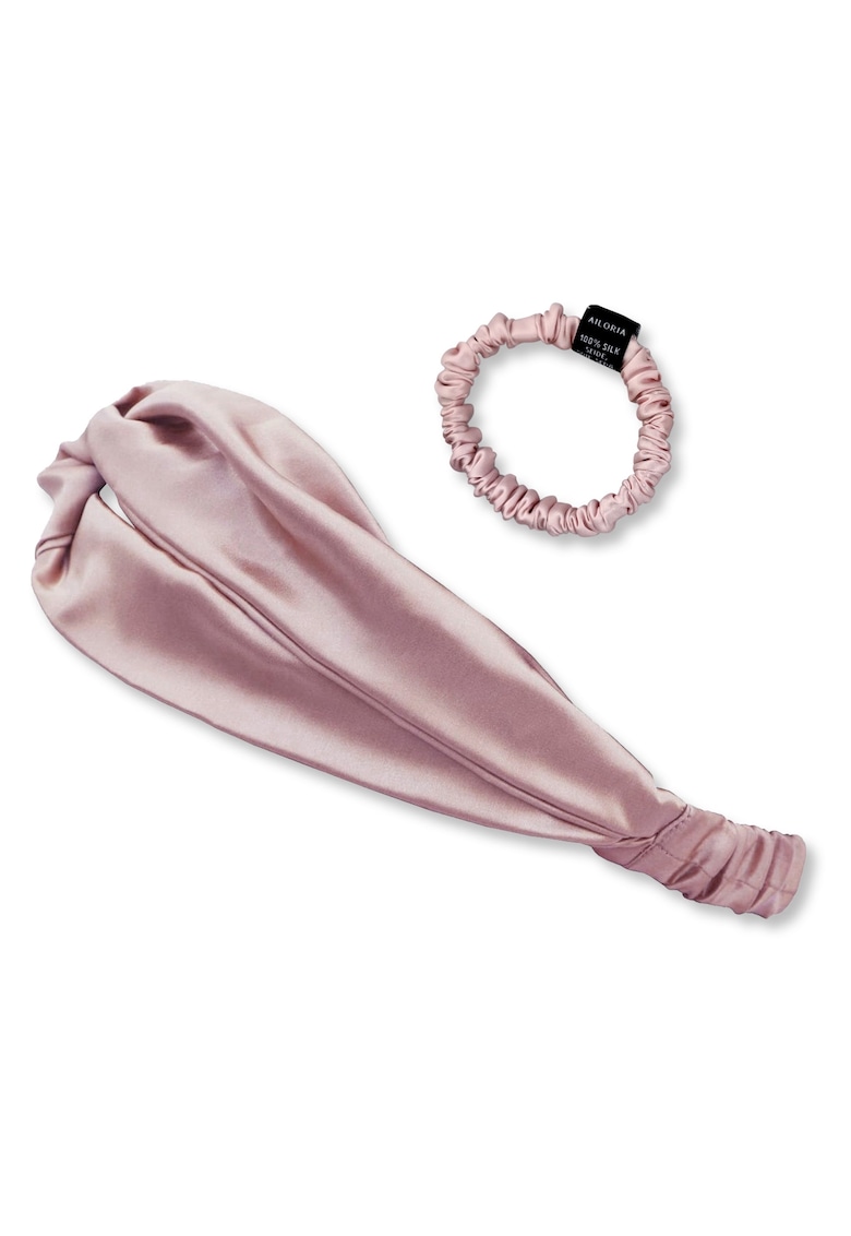 Oferte la Set de bentita de matase si elastic de par - Roz