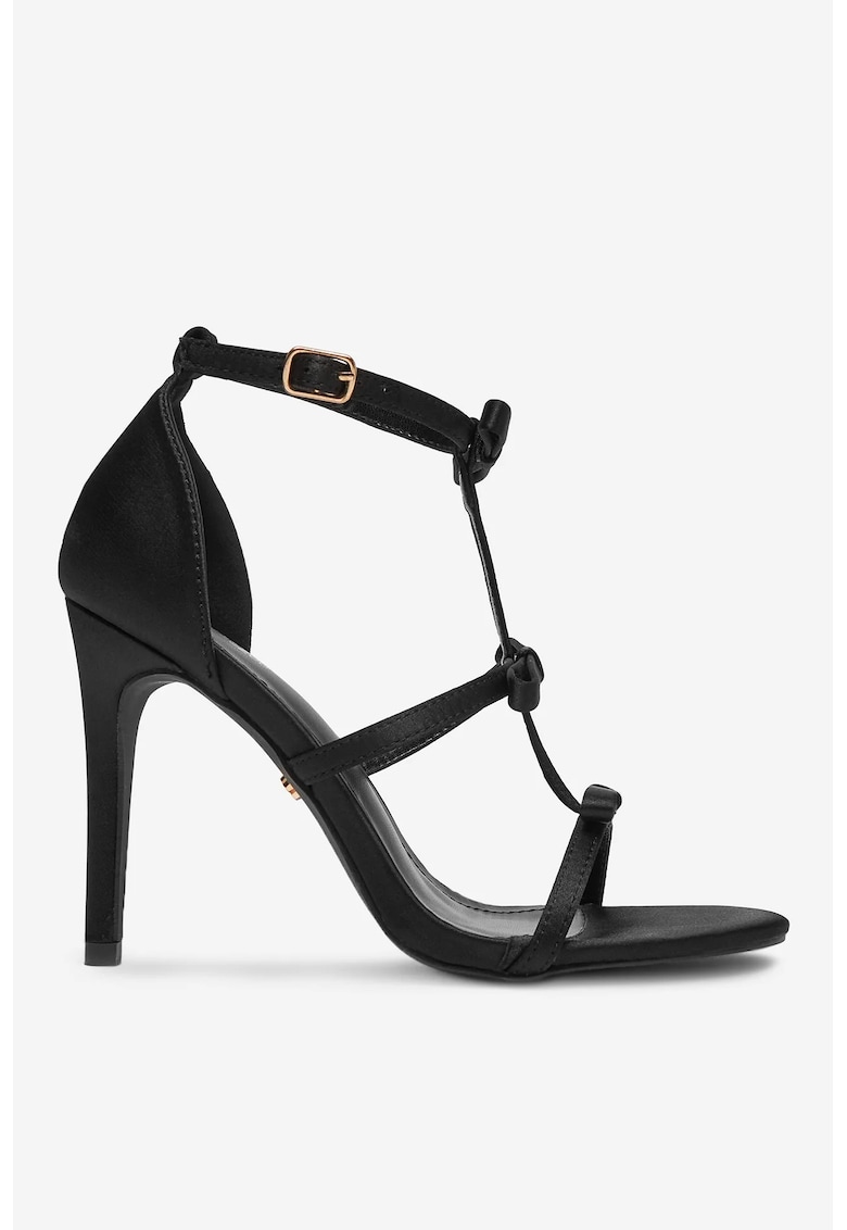 Sandale cu toc  Negru - Material Sintetic - Negru