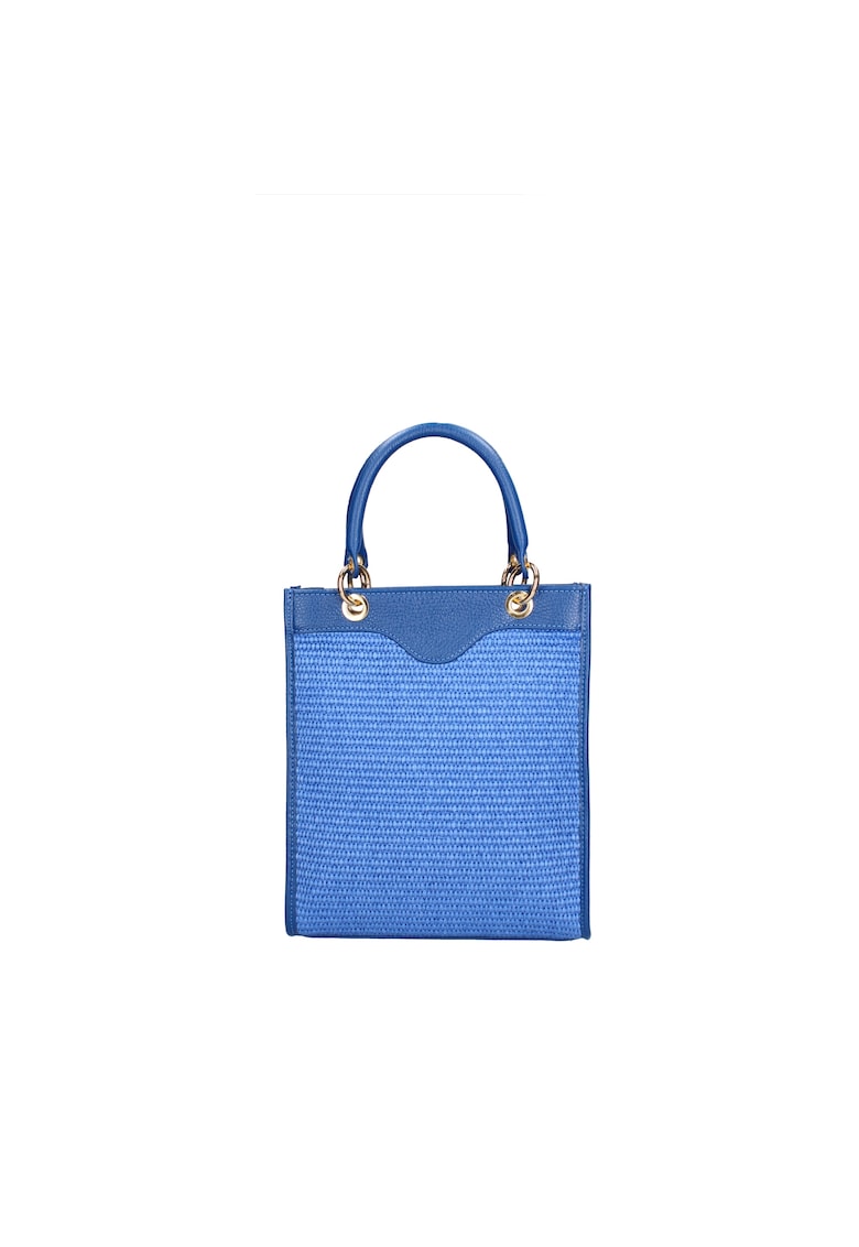 Geanta din piele si material textil cu maner - Albastru royal