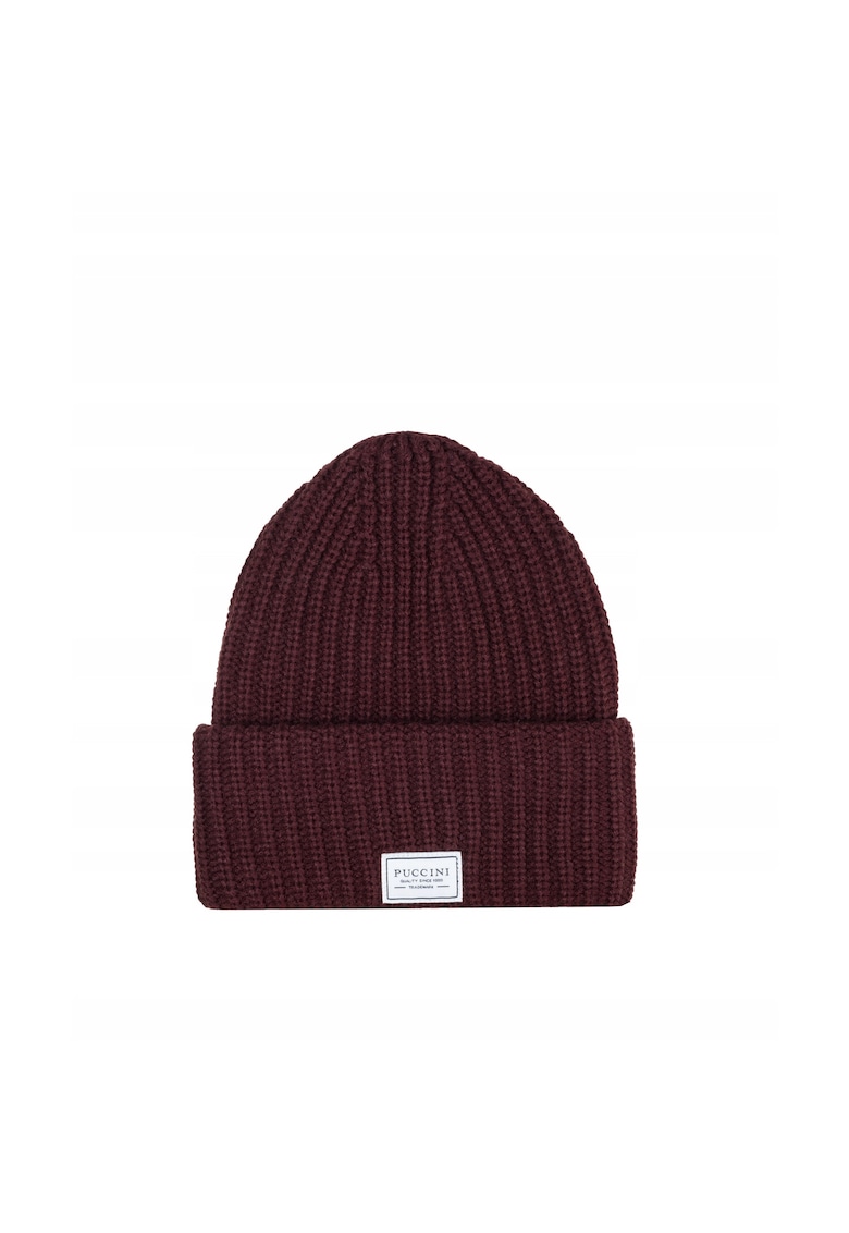Caciula  acril - manseta lata - unisex - rosu inchis