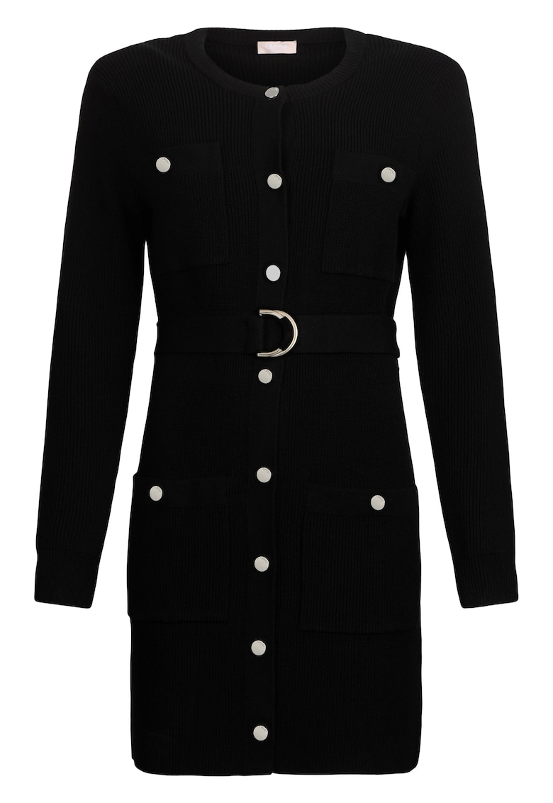 Rochie tricotata cu bureti la umeri - Negru