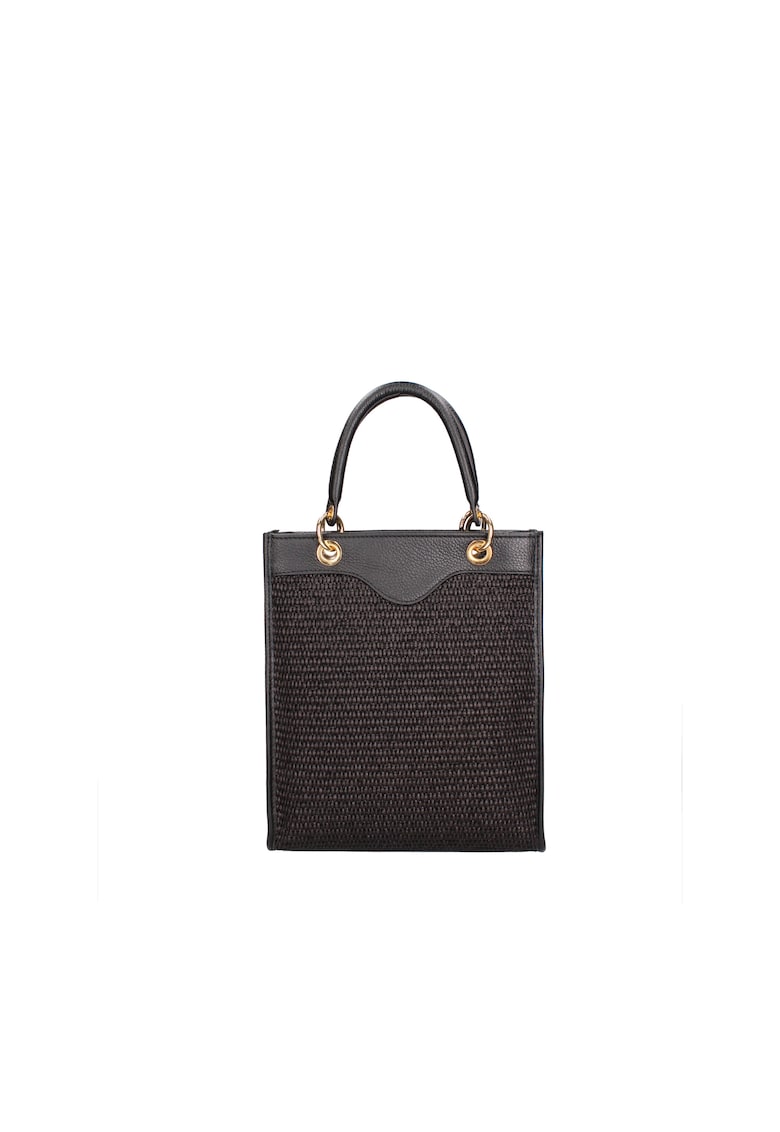 Geanta crossbody cu garnituri din piele - Negru