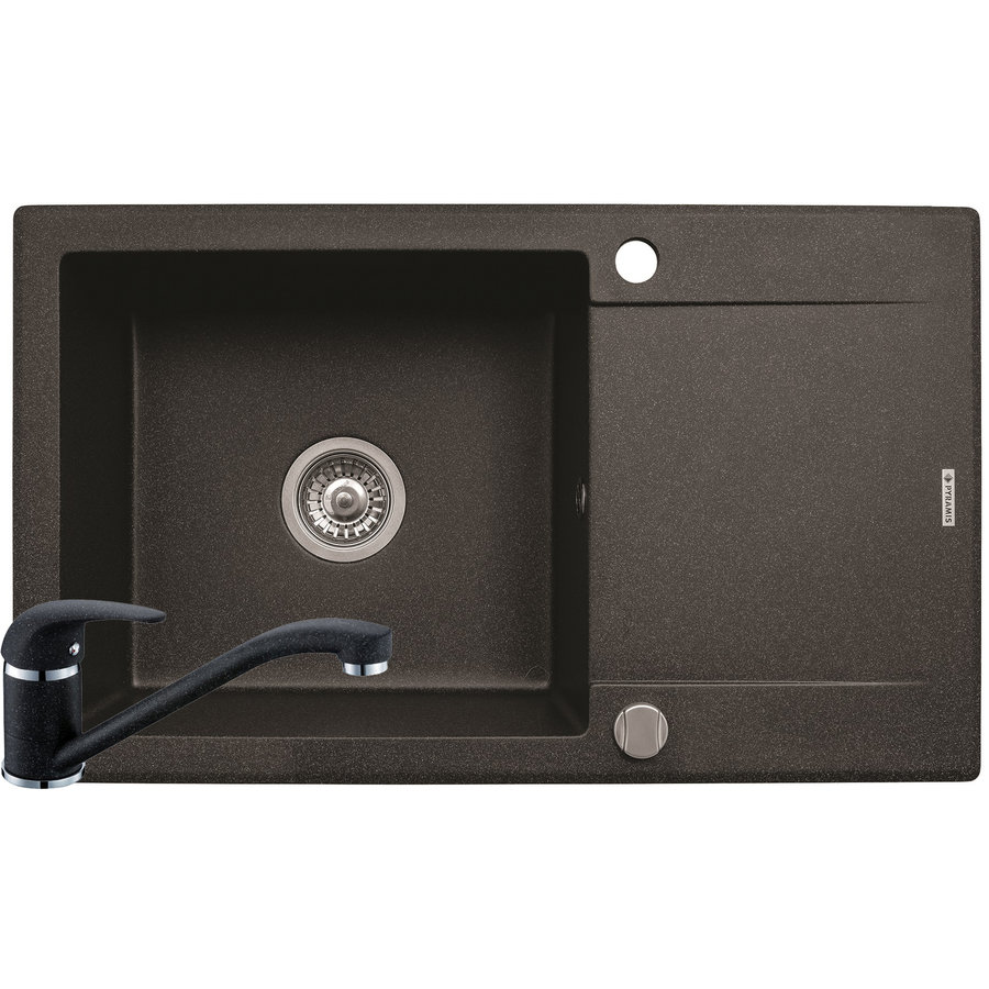 Pachet chiuveta granit KORFU 78x46 1B 1D + Baterie ASALIA Negru