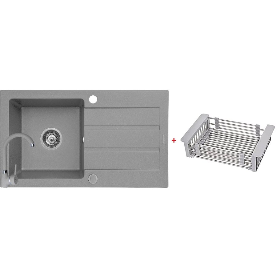 Set Chiuveta bucatarie + Baterie Bello + Cos Multifunctional Next 76x44cm 1B 1D Grey