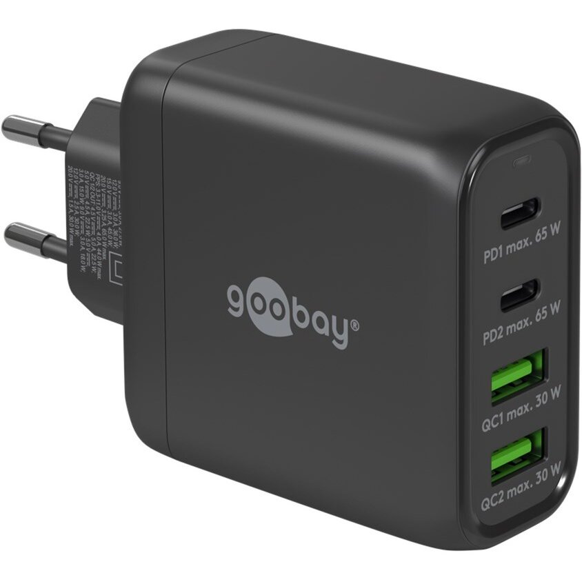 Incarcator Retea 64817 GaN 68W 2x USB-C PD  2x USB-A QC Negru