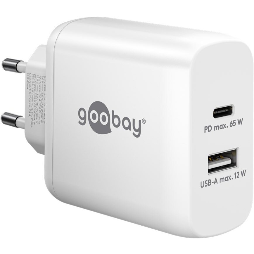 Incarcator Retea 65410 GaN 65W 1x USB-C Power Delivery 1x USB-A Alb