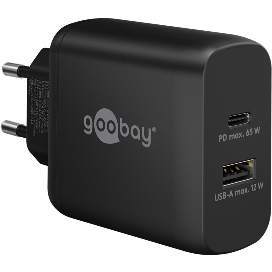 Incarcator Retea 65409 GaN 65W 1x USB-C PD 1x USB-A Negru