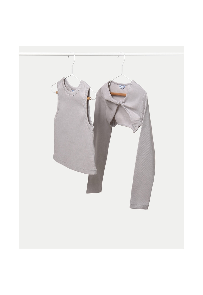 Bluza fete  6150 - Bumbac/Elastan - Gri - Gri
